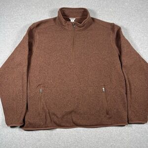 Duluth Trading Sweater Mens 3XL Red Fleece 1/4 Zip Mock Neck Pullover Pockets